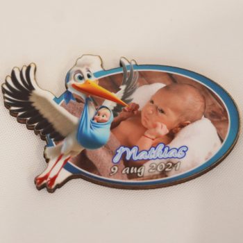 Mărturie magnet din lemn Botez Băiat M7 - imagine 2
